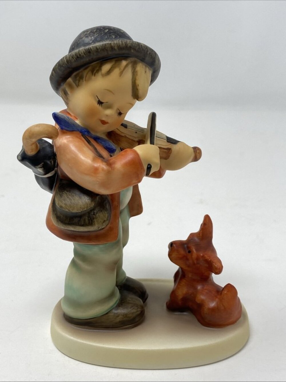 Goebel Hummel Puppy Love # 1 TMK6 Figurine Germany Boy Playing Violin & Dog